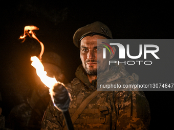 Brigade patches and standards presented in 141st Separate Mechanized Brigade.