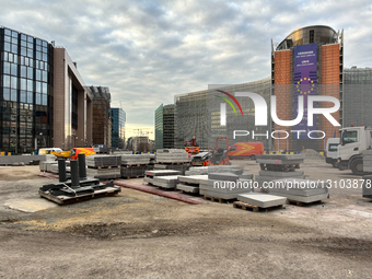 Construction Site at Robert Schuman Roundabout, Berlaymont Building