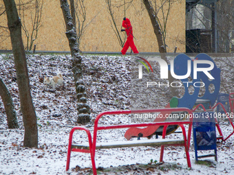 First snowfall in Kyiv.