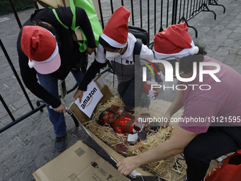 Pro-Palestinian Activists In Mexico Protest Against Amazon