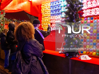 Christmas town in Kontraktova Square in Kyiv.