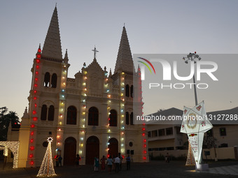  Church Decorated With Colourful Illuminations At Kochi