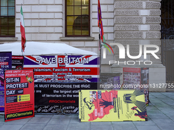 Anti-IRGC Sit-in Protest Camp On King Charles Street In London