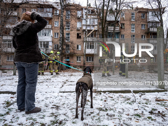 Consequences of Russian drone attack in Kyiv?s Shevchenkivskyi district.