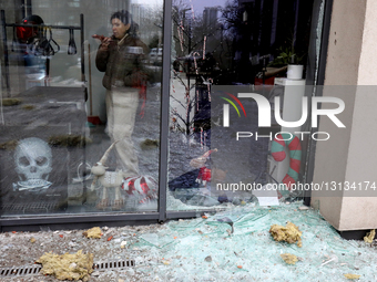 Aftermath of Russian attack in Kyiv?s Darnytskyi district.