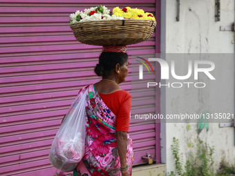Woman Flower Vendor In Kochi