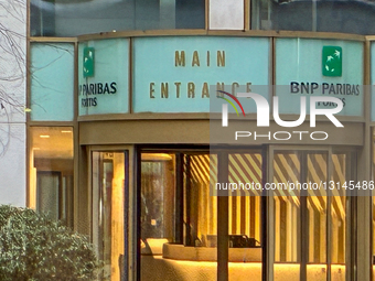 BNP Paribas Fortis Bank Headquarters Main Entrance And Signage In Brussels