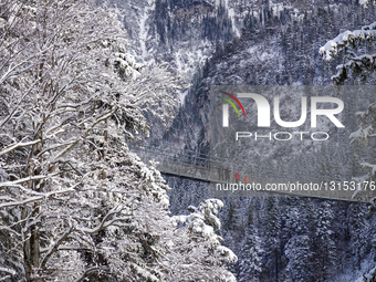 Highline179 Suspension Bridge In Tyrol In Winter