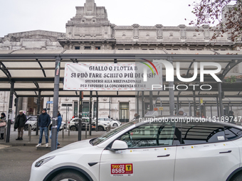 Taxi Strike Rally In Milan, Italy
