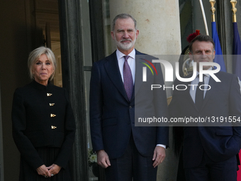 The Spanish King Felipe VI Visits Emmanuel Macron And Brigitte Macron In Paris