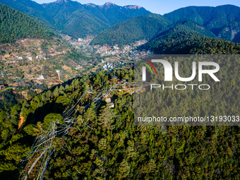 An Aerial View Shows A Lush Green Forest On The Outskirts Of Kathmandu, Nepa
