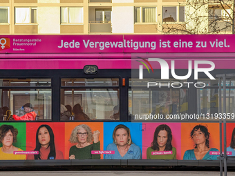 A Munich Tram Advertising A Women's Crisis Center To Combat Sexual Violence