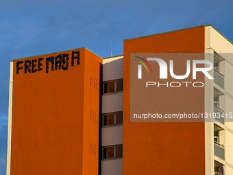 Political Graffiti Advocacy For Maja T. On A Munich Building