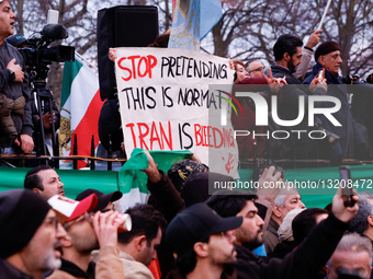 Free Iran Protest Held Outside Iranian Embassy In London