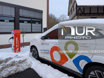 Electric Car-sharing Vehicle At A Charging Station In Hesse