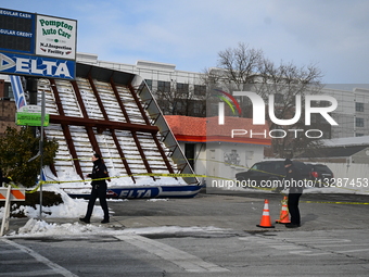 Delta Gas Station Collapses Due To High Winds In New Jersey