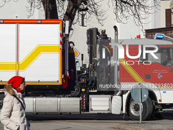 Fire Truck In The Bavarian Town Garmisch-Partenkirchen