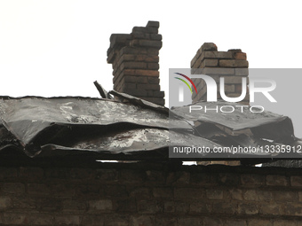 Aftermath of Russian drone strike in Chechelivskyi district of Dnipro.