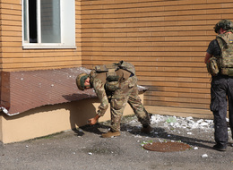 Russian drone crashes into apartment in Kharkiv high-rise.