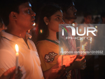 Bangladeshi Activists Hold Candles in Memory Of Victims killed In The Terrorist Attack In Dhaka