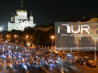 Night Cycling Parade In Moscow, Russia