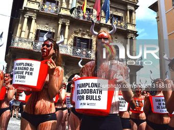PETA Protest Against The Running Of The Bulls In Pamplona, Spain