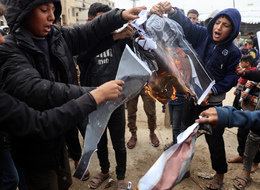 Protesters Burn Netanyahu Photo During Al-Aqsa Protest In Gaza City