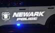 Newark police logo on a Newark police vehicle at the crime scene on Stengel Avenue. Fatal...