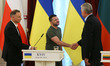 President of Poland Andrzej Duda, President of Ukraine Volodymyr Zelensky and President of...