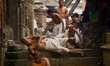 Nepalese Hindu devotees wait to take a holy bath in Hanumante river during the fourth day...
