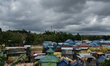 Overcast sky at (Colorful Village or Jodipan rainbow) in  Malang city, East Java, Indonesi...