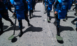 Colombia's military 'Humanitarian Demining' members take part during the annual parade of...