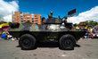 Colombian Army military vehicles and personel take part during the annual parade of the ce...