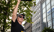 Rick Kain of the Mid-Atlantic chapter of SAG-AFTRA,  actors, and other union members picke...