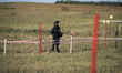 Deminers of the State Emergency Service of Ukraine work in a mined area in Zhytomyr region...