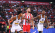 2 Zach Leday and 21 James Nunnally of Partizan Mozzart Bet Belgrade competing with 25 Alec...