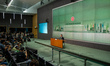Hong Kong Chief Executive John Lee speaking at a press conference after announcing his pol...