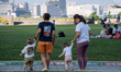 Two women with two children at a park on October 25, 2023 in Hong Kong, China. John Lee an...