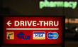 EDMONTON, CANADA - OCTOBER 23, 2023 : Drive-Thru sign outside a bank, on October 23, 2023...