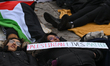 EDMONTON, CANADA - OCTOBER 23, 2023:Pro-Palestinian supporters staging a 'Die-In for Gaza...
