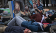 EDMONTON, CANADA - OCTOBER 23, 2023:Pro-Palestinian supporters staging a 'Die-In for Gaza...