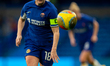 Maren Mjelde of Chelsea FC controls the ball during the Barclays FA Women's Super League m...