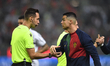 Cristiano Ronaldo of Portugal and Referee Anastasios Papapetrou are in action during the G...