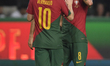 Bruno Fernandes of Portugal is celebrating after scoring his side's first goal during the...
