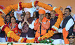 Defense Minister and BJP central observer for Rajasthan, Rajnath Singh, along with Rajasth...