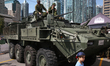 A Canadian Armed Forces Light Armoured Vehicle (LAV) 6.0 is on display in Toronto, Ontario...