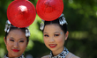 Chinese dancers are performing a traditional classical dance in traditional outfits in Uni...