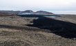 A drone is capturing the town of Grindavik during the eruption in Grindavik, Iceland, on J...