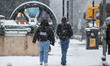 Commuters are battling with the conditions after heavy snowfall in Manchester, United King...
