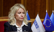 OSCE Parliamentary Assembly President Pia Kauma is addressing the Ukrainian Parliament dur...